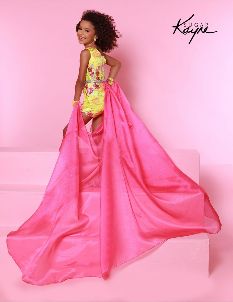 Johnathan Kayne C347 jumpsuit, Sugar Kayne children's pageant outfit, little girl formal jumpsuit with shimmer organza overskirt, sleeveless sequin mesh romper for kids, designer pageant jumpsuits for children, kids' pageant attire 2025, elegant little girl evening jumpsuits, girls’ special occasion outfits, children's stage wear for competitions, Lemon Burst little girl pageant jumpsuit, Lemon Burst children's fun fashion outfit, Lemon Burst sequin mesh romper, Lemon Burst shimmer organza overskirt, Lemon Burst Sugar Kayne pageant attire, yellow little girl pageant jumpsuit, yellow children's fun fashion outfit, yellow sequin mesh romper, yellow and pink kids pageant attire, one shoulder romper kids